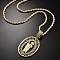 Brass Cubic Zirconia Pendant Necklaces for Women, Oval with Saint Jude, Real 18K Gold Plated, 16.14 inch(41cm)