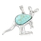 Synthetic Turquoise Pendants, with Platinum Tone Brass Findings, Kangaroo, 34x48x6.5~7mm, Hole: 5.5x7mm