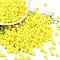 Baking Paint Glass Seed Beads, Round, Light Yellow, 4x3mm, Hole: 1.2mm, about 7650pcs/pound