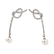 Rack Plating knot Brass Micro Pave Clear Cubic Zirconia Stud Earrings, with ABS Plastic Pearl, Long-Lasting Plated, Lead Free & Cadmium Free, Left and Right, Platinum, 41~42x13~14mm，1pair/Set