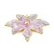 Ion Plating(IP) 304 Stainless Steel Pendants, with Enamel, Real 18K Gold Plated, Leaf Charm, Lilac, 40x26x3mm, Hole: 1.2mm