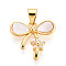 Brass Micro Pave Clear Cubic Zirconia Pendants, Cadmium Free & Lead Free, with Shell, Bowknot, Real 18K Gold Plated, 15x16.5x3.5mm, Hole: 5x3.5mm