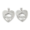Mother's Day Theme Rack Plating Brass Micro Pave Cubic Zirconia Pendants, Long-Lasting Plated, Lead Free & Cadmium Free, Heart, 21x20.5x3.5mm, Hole: 5x3mm