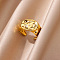 304 Stainless Steel Adjustable Cuff Rings, Nuggets, Real 18K Gold Plated, Inner Diameter: Adjustable