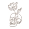 201 Stainless Steel Pendants, Laser Cut, Rose with Skull Charm, Stainless Steel Color, 44x25x1mm, Hole: 2mm