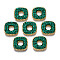 316 Surgical Stainless Steel Cabochons, with Micro Pave Cubic Zirconia, Real 14K Gold Plated, Square, Green, 11x11x2mm, Hole: 3.5mm