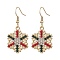 Christmas Alloy Rhinestone Dangle Earrings, with 304 Stainless Steel Earring Hooks, Snowflake, Golden, 38.5x19.5mm