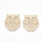 Brass Links connectors, Etched Metal Embellishments, Owl, Light Gold, 19x17x0.3mm, Hole: 1.6mm