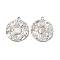 Non-Tarnish 304 Stainless Steel Pendant Cabochon Settings, Textured Flat Round, Stainless Steel Color, Tray: 5.5mm, 24x21x2mm, Hole: 2mm