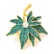 Leaf Shape Alloy Enamel Layered Brooch, with Resin Imitation Pearl, Golden, Medium Aquamarine, 43.87x39.43mm