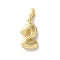 Brass Pendants, Number Charms, Rack Plating, Long-Lasting Plated, Lead Free & Cadmium Free, Real 18K Gold Plated, 14x8x4mm, Hole: 4x2.5mm