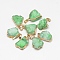 Natural Druzy Agate Pendants, Druzy Trimmed Stone, Dyed, Nuggets, Light Green, 23~40x13~30x7~20mm, Hole: 3x6mm