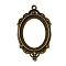 Zinc Alloy Pendant Cabochon Settings, Open Back Settings, Oval, Antique Bronze, Tray: 40x30mm, 65x37.5x2.5mm, Hole: 3mm