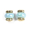Brass Beads, Cadmium Free & Lead Free, with Rhinestone & Resin, Golden, Light Cyan, 14.5x13.5mm, Hole: 3.5mm