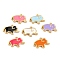 Golden Brass Enamel Pendants, Long-Lasting Plated, Elephant, Mixed Color, 9.5x13x1.5mm, Hole: 1.2mm