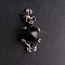 Natural Black Onyx(Dyed & Heated) Sphere Ball Pendants, Halloween Skeleton Metal Charms, Platinum, 16mm