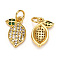 Brass Micro Pave Cubic Zirconia Charms, with Jump Rings, Long-Lasting Plated, Lemon, Lemon Chiffon, Golden, 14x10x3mm, Hole: 1.5mm
