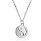 Non-Tarnish 201 Stainless Steel Pendants Necklaces, with Cable Chains, Flat Round with Tai Ji, Stainless Steel Color, 16.3 inch(40cm), 1mm