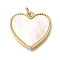 Brass Micro Pave Cubic Zirconia Pendants, Cadmium Free & Lead Free, with Shell, Heart Charms, with Jump Ring, Real 16K Gold Plated, 19x20x2mm