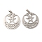 Non-Tarnish 201 Stainless Steel Pendants, Hollow, Flat Round with Trinity Knot & Star Charm, Stainless Steel Color, 35x32x1mm, Hole: 6.5x3mm