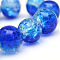 Baking Painted Crackle Glass Bead Strands, Round, Blue, 4mm, Hole: 1.1~1.3mm, about 200pcs/strand, 31.4 inch