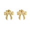 Ion Plating(IP) 304 Stainless Steel Stud Earrings, Bowknot, Real 14K Gold Plated, 10.5x12mm
