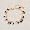Bohemian Plastic Beaded Charm Bracelets, Alloy Cable Chain Bracelets for Women, Oval, Faceted, Black, Inner Diameter: 7-1/8 inch(18cm)