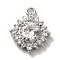 Brass Micro Pave Clear Cubic Zirconia Pendants, Platinum, Rhombus, Clear, 11.5x9.5x3mm, Hole: 1mm