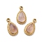 Natural Amethyst Teardrop Charms, with 304 Stainless Steel Settings, Real 14K Gold Plated, 11.5x6x4mm, Hole: 1.4~1.5mm