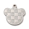 Non-Tarnish 304 Stainless Steel Pendants, Bear Head Charm, Stainless Steel Color, 15x14.5x1mm, Hole: 1.2mm