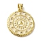 Brass Enamel Micro Pave Cubic Zirconia Pendants, Cadmium Free & Nickel Free & Lead Free, Real 18K Gold Plated, Round, White, 23x20x2mm, Hole: 5.5x3.8mm