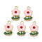 Eco-Friendly Zinc Alloy  Pendants, with Enamel, Flower, Cadmium Free & Nickel Free & Lead Free, Golden, Pink, 19.5x11x2.5mm, Hole: 2mm