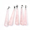 Natural Rose Quartz Big Pendants, with Platinum Tone Iron Pinch Bail, Teardrop, 58.5~59.5x10mm, Hole: 4x6.5mm