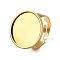 304 Stainless Steel Adjustable Ring Components, Round Pad Ring Settings, Ion Plating(IP), Real 18K Gold Plated, Tray: 18.5mm, 20mm, Inner Diameter: 18mm