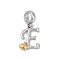 Brass European Dangle Charms, Heart Letter Large Hole Pendants, Platinum & Golden, Letter E, 25.5~30.5mm, Hole: 6mm