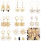 DIY Sun Drop Earring Making Kit, Including 201 Stainless Steel & Alloy & Brass Pendants & Link Connectors, Iron Earring Hooks, Brass & Alloy Stud & Hoop Earring Finding, Glass Beads, Golden & Light Gold, 100Pcs/box