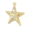 Rack Plating Brass Micro Pave Cubic Zirconia Pendants, Long-Lasting Plated, Lead Free & Cadmium Free, Star Charms, Real 18K Gold Plated, 25x19x2mm, Hole: 1.8mm