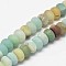 Frosted Rondelle Natural Flower Amazonite Beads Strands, 10x6mm, Hole: 1mm, about 63pcs/strand, 14.5~15 inch