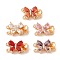 Golden Brass Micro Pave Cubic Zirconia Box Clasps, with Glass, Nickel Free, Butterfly, 2-Strand, 4-Hole, Mixed Color, 17x15x8mm, Hole: 1.2mm & 1.4mm