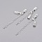 Chain Extender, with Silver Color Plated Brass Clasp & Clip Ends, Lobster Claw Clasp and Cord Crimp, Nickel Free, Size: Clasp: 12x7.5x3mm, Cord Crimp: 5x13mm, Chain: 50mm long, 3.5mm wide, Hole: 1.5mm