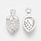 Brass Micro Pave Cubic Zirconia Charms, Strawberry, Nickel Free, Real Platinum Plated, 12x6x2mm, Hole: 1mm