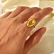 Stainless Steel Adjustable Open Cuff Rings, Horse Eye, Real 18K Gold Plated, 23x14mm, Inner Diameter: Adjustable