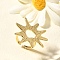 Brass Cuff Rings for Women, Sun, Rack Plating, Long-Lasting Plated, Lead Free and Cadmium Free, Real 18K Gold Plated, 33.5x35mm, Inner Diameter: 18mm
