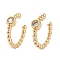 Brass Micro Pave Cubic Zirconia Cuff Earrings, Long-Lasting Plated, Real 18K Gold Plated, Clear, 12x11.5x2~3mm