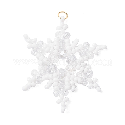 Подвески-снежинки из стеклянных бусин PALLOY-MZ00890-02-1