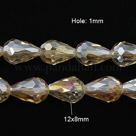 Стеклянные бусины с гальваническим покрытием  X-EGLA-D015-12x8mm-24-1