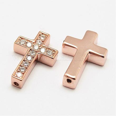 Латунные микро проложить класса AAA кубического циркония бусы KK-P055-14RG-NR-1