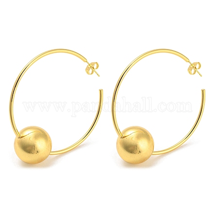Серьги-гвоздики из латуни с круглыми бусинами EJEW-Q785-23G-1