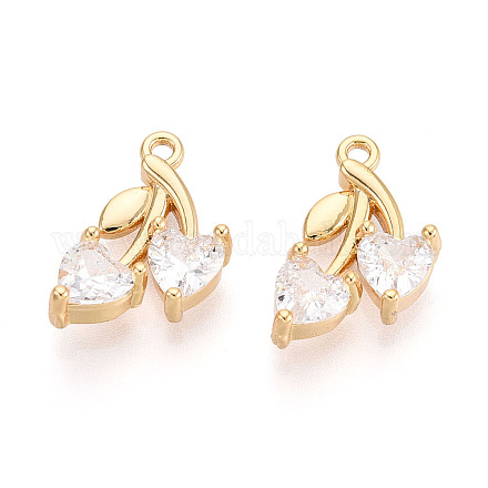 Латунные микропаве прозрачные подвески с фианитом KK-T078-04G-03-1