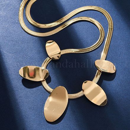 Овальные нагрудные ожерелья из нержавеющей стали 304 NJEW-R026-29G-1